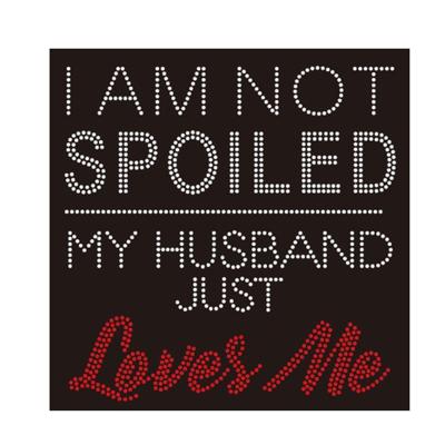 China Wholesale Flatback Bling I'm Not Corrupt My Husband Just Loves Me Custom Rhinestone Transfer Print For T-Shirt for sale