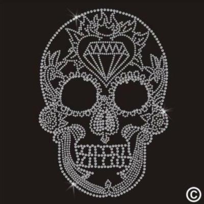 China Custom Wholesale Skull Flatback Diamond Rhinestone Transfer Heat Transfers for sale