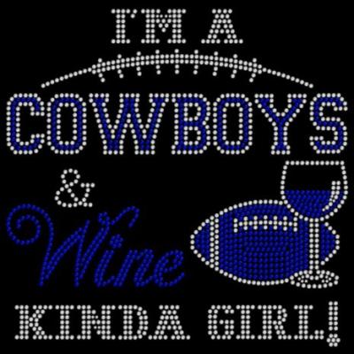 China Custom Dallas Football Cowboys Flatback I'm Kingda Girl Wine Bling Rhinestone Transfers for sale