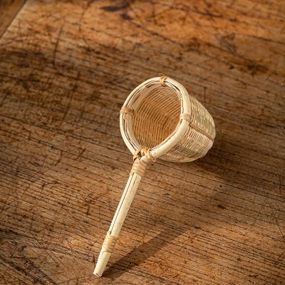 China Japan Woven Hole Tea Strainer Meng Zong Bamboo Root Strainer Spoon Tea Strainer Leak Set Drain for sale