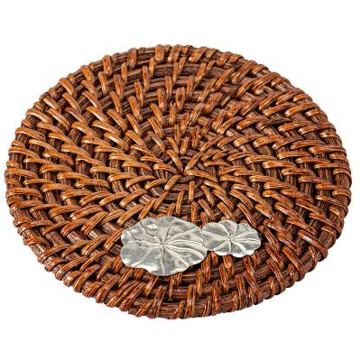 China China Finely Crafted Rattan Coasters Pot Mat Placement Natural Round Woven Handmade Cup Coaster for sale