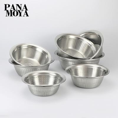 China Sustainable stainless steel filter basket, rice pan, fruit and vegetable basket for sale