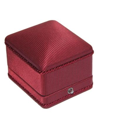 China Custom Logo Color Leatherette Paper [NAM WAH] Push Button [NAM WAH] Red Wine Tarpaulin Jewelry Box Luxury Packaging for sale