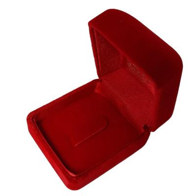 China Velvet 6220/0011 Rectangular Velvet Ring Box - custom printed logo - completely Burgundy - Insert Style: Metal Clip for sale