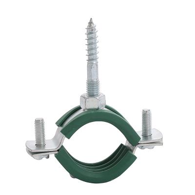 China Galvanized Green Pipe Clamp M8 Rubber With Wood Grain Nails Heavy Duty Pipe Clamp for sale