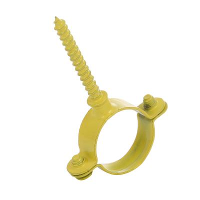 China Construction IDO-FIX Yellow Plated Single Pipe Clamp Wood Grain Nails Exhaust Pot Clamp for sale