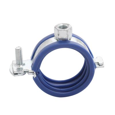 China Pipe Clamp Stainless Steel Pipe Clamp With Internal Blue Rubber For Natural Gas Tube Quick Release Unilateral Pipe Clamp for sale