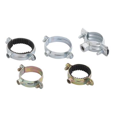 China Construction Area Pipe Clamps Single Stainless Steel Ring Galvanized Pipe Clamp With M7 Screw Netting Connecting Fasteners for sale