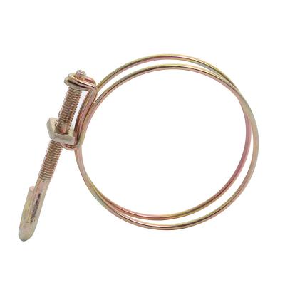 China High Quality Pipe Clamp China Supplier Yellow Zinc Platinum Wire Pipe Clips Double Type Wire Rope Hose Clamps With Handle for sale