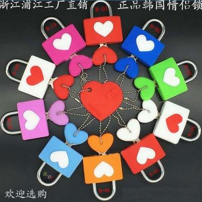 China Gym 13 Love Colorful Heart Shaped Padlock Waterproof Door Lock With 1 Key For Gym School for sale