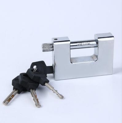 China Sold Brass Type 80mm Sobo Block Lock Padlock Solid Brass Rectangular Chrome Plating With Key On Same Side Of Pin for sale