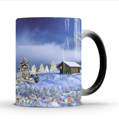 China New Hot Selling Christmas Color Heat Changing Viable Hot Transfer Sublimation Ceramic Mug for sale