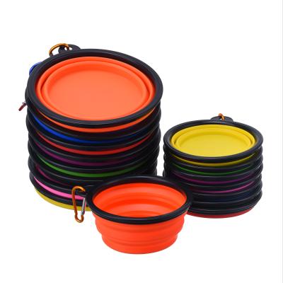 China Sustainable Outdoor Dual Use Portable Folding Pet Bowl With Key Chain for sale