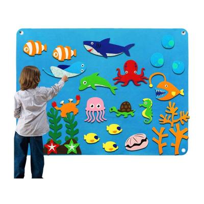 China Upgrade Kid's Capacity Manual Felt Flannel Aquarium Under Sea Ocean Deluxe Giant Aquarium Animals Set for sale