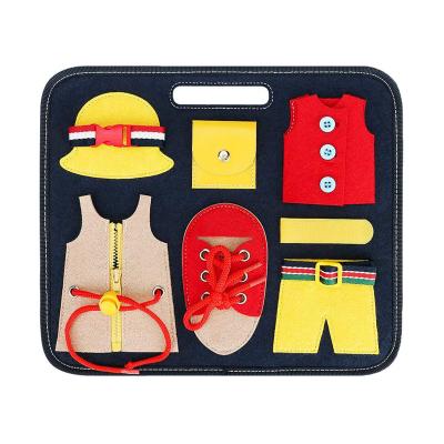 China Improve Child's Manual Ability Skills Toddler Activity Board Early Educational Basic Toy With Yellow Hat for sale