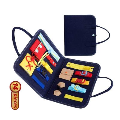 China Playing Intelligence Classic Montessori Foldable Educational Toys Developing Dark Blue Kids Loop Busy Board Toys For Toddlers for sale