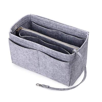 China Wholesale Popular Gray Felt Organizer Cosmetic Bag Fashion Durable Felt Bag Organizer For Women for sale