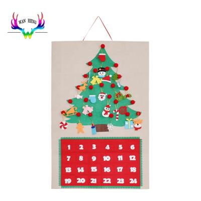 China Newest Popular Christmas Gift Felt Hanging Christmas Tree 24 Day Advent Countdown Calendar Decorations for sale