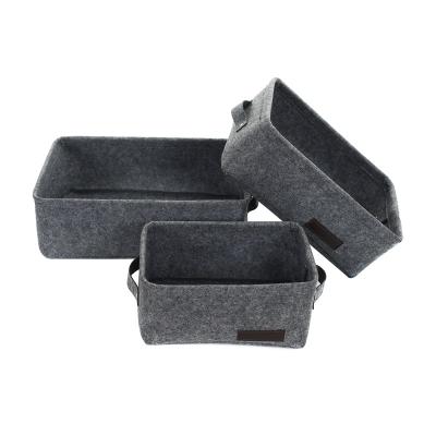 China Sustainable Small Size Tough Felt Baskets Storage Bin Set For Home Use for sale