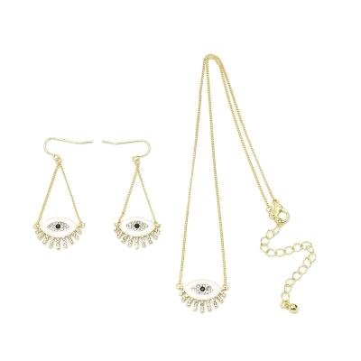 China CLASSIC Fine Quality Gold Plated Diamond Eyes Link Chain Hiphop Bad Pendent Necklace Set Women for sale