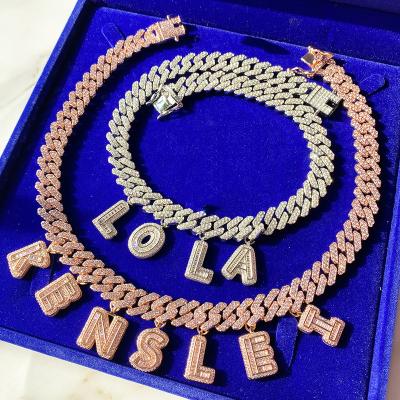 China Hiphop Factory Sale Various Gold Plated Cuba Diy Chain Diamond Stitching Letter Pendant Hip Hop Punk Necklaces Custom Made for sale