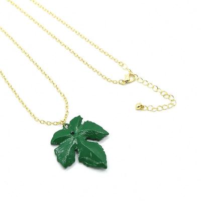 China New CLASSIC Hot Sale 18k Gold Plated Jewelry Wholesale Green Five Leaf Necklace For Pendant for sale