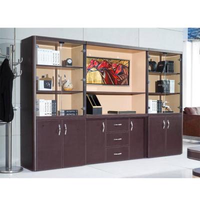 China High Regular Luxury Office Furniture Wood and Leather Shelf for sale