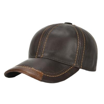 China 2022 occasional. Hot Sale New Arrive Beanies Sports Cover Cowhide Baseball Cap Winter Autumn Outdoor Adjustable Men's Genuine Leather Hat for sale