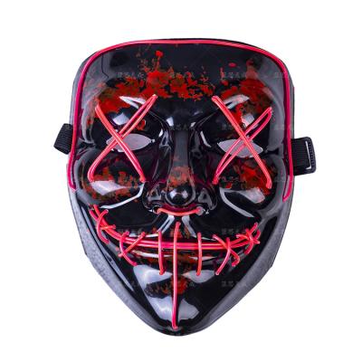 China Plastic+PVC Halloween Carnival Party Rave Masquerade Mask Led Light Up Neon Glowing EL Wire Mask For Festival Parties for sale