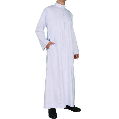 China Wholesale Muslim Dress Thawb Plus Size Causal Muslim Male Islamic Clothing Thobe Man Plus Dress For Men Ethnic Thobe White Custom Black Thawb for sale