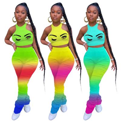 China 2021 New Arrivals Breathable Tracksuit Women Leggings Set Stacked Pants Two Piece Set for sale