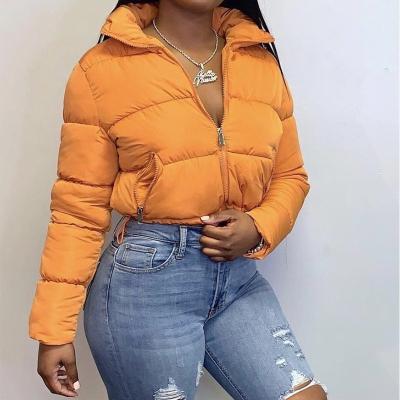 China Breathable Keep Warm Lightweight Duck Down Bubble Coat Stripper Jacket Women Winter Jacket Down Jacket Cropped Orange for sale