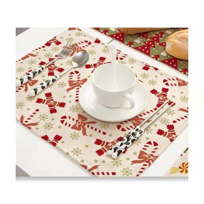 China Other Table Mat Nordic Style Antler Christmas Tree Cotton Canvas Fabric Western Place Mat for sale