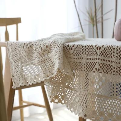 China Waterproof Hollow Decorative Lace Table Cloth Table Cloth Rectangular Dining Table Cover for sale