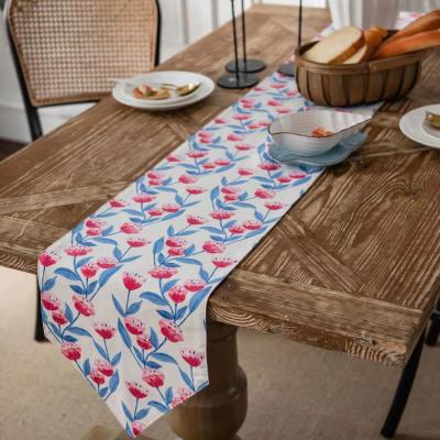 China eco-friendly materials table runner rose flower print art long stripe modern minimalist table runner for sale