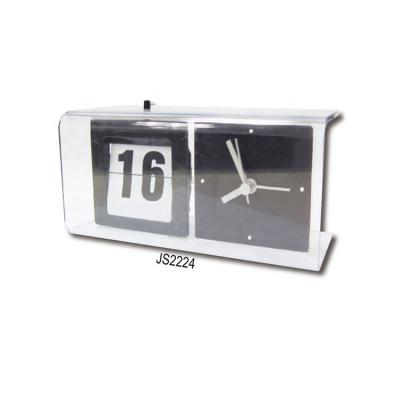 China Files Alarm White Desk Flip Clock With Calendar for sale