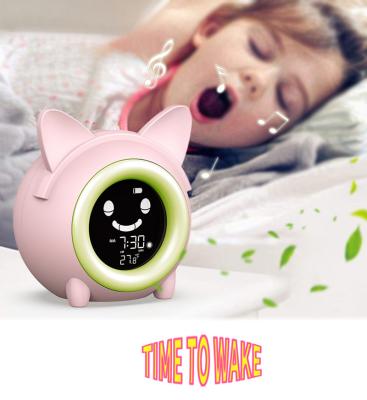 China New Antique Style Sleep Training Wake Up Kids Alarm Clock With Colorful Light For Bed Room for sale