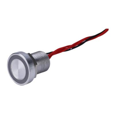 China Short Type 12V Stainless Steel O-ring Led Touch Small Mini Push Button 12mm Waterproof IP68 Tact Piezo Switch With Wires for sale