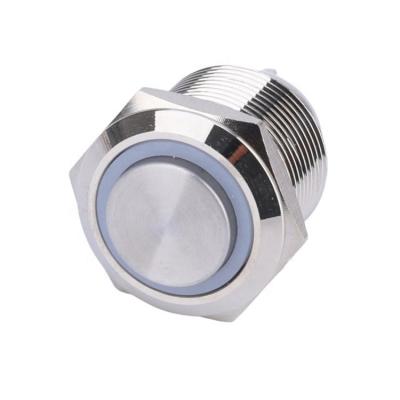 China 19mm High Head 1NO 12V Solder Nickel Plated Brass Round Terminal Latching Ring Led Metal Waterproof Push Button Switch IP65 for sale