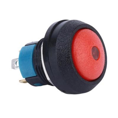 China 12mm Plastic Doorbell Plastic DC 12V LED Blue Lamp ON Momentary Push Button Switch for sale