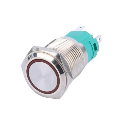 China Brass Waterproof Nickel 16mm 5 Pin Momentary 12V Ring Led Illuminated Car Push Button Switch for sale