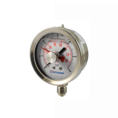 China Stainless Steel 63mm All Stainless Steel Vacuum Pressure Gauge With Red Dot for sale