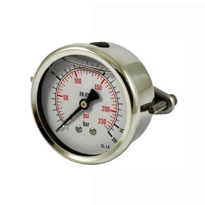 China Stainless Steel Back 2.5inch Inlet Crimped Ring Pressure Gauge Liquid Filled Pressure Gauge With U-flange for sale