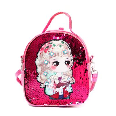 China Latest Custom Kids\fasion Backpack Cute Children's PU Backpack School Bag Wholesale 2021 New Cartoon Sequined Girl School Bag for sale