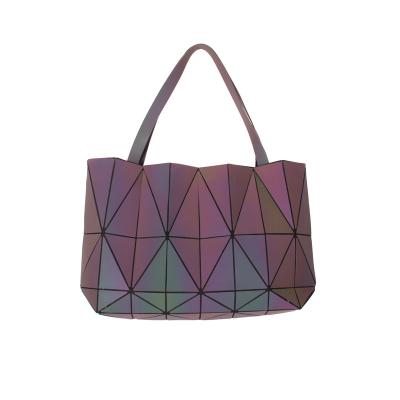 China New Design Leser Rock Travel Girls Women Geometric Colorful PVC Handbag Customize Shopping Bag for sale