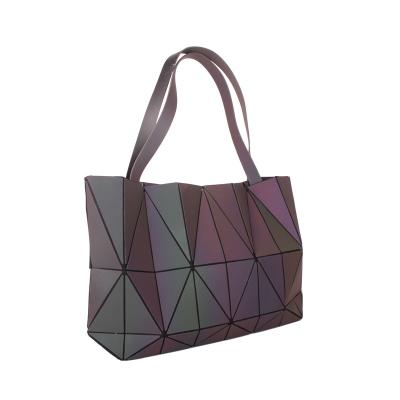 China New fashion style laser rhombus ladies handbag PVC cube storage bag for sale