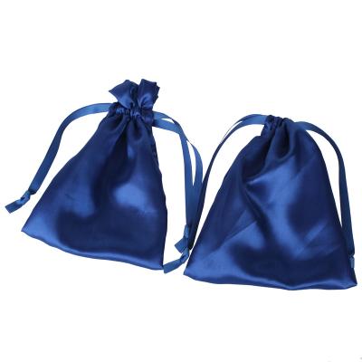 China Custom Wholesale Silk Satin Hair Extension Polyester Drawstring Silk Bag Packaging With Logo for sale