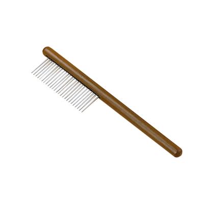 China Sustainable Pet Grooming Brushes And Combs Cat Dog Hair Removal Wood Pet Comb With Steel Pins for sale