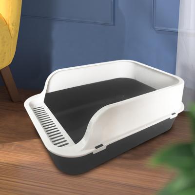 China Factory Made Sustainable Reusable Gray Portable Cat Litter Box Cleaning Bin For Kittens for sale