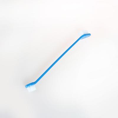 China Viable Plastic Finished Dog Cat Toothbrush Finger Toothbrush Pet Mouth Cleaning Double Long for sale